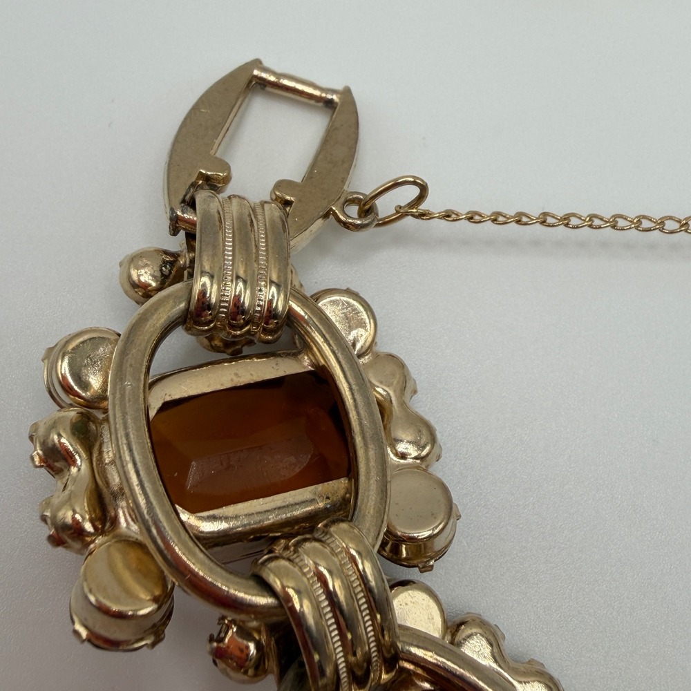 Juliana Elster & DeLizza VTG Smoky Topaz Rhinestone Bracelet and Earrings Set - Picture 8 of 16